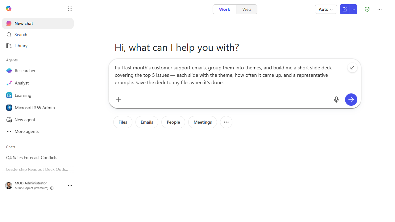 Cowork composer with an end-to-end task typed in