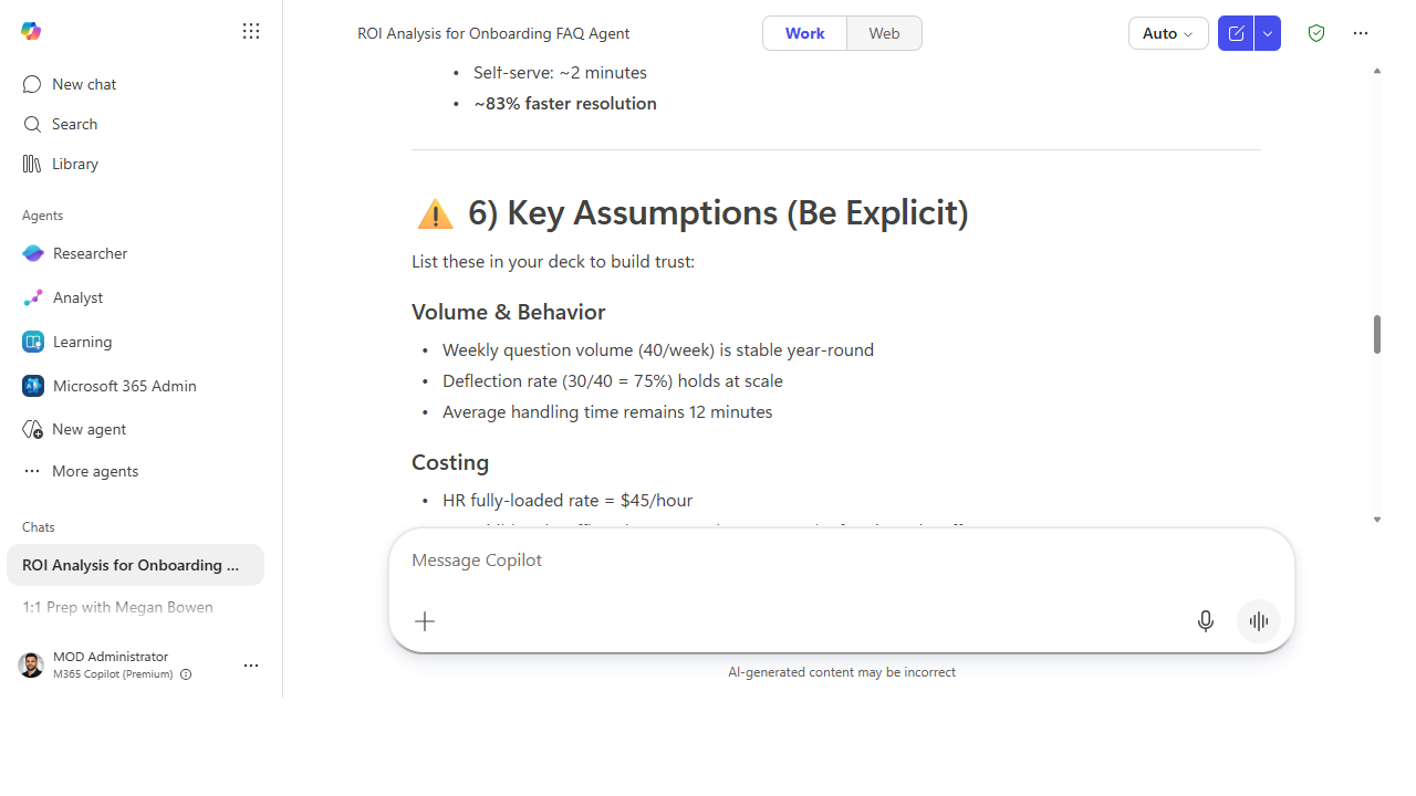 The explicit list of assumptions behind the ROI number